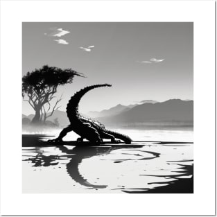 Alligator Shadow Silhouette Anime Style Collection No. 104 Posters and Art